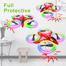 Load image into Gallery viewer, Dwi Dowellin 4.9 Inch Mini Drone for Kids Crash Proof LED Lights One Key Take Off Landing Flips RC Remote Control Small Drones Toys for Beginners Boys and Girls Adults Nano Quadcopter, Red