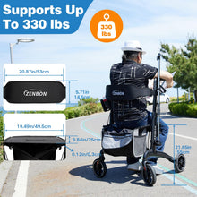 Load image into Gallery viewer, Rollator Walker for Seniors/Adults Foldable Rolling Walker with Seat 330 lbs Capacity 4 Big 8 inch Wheels Hand Grips Adjustable Height Lightweight Carbon Fiber Walker 7206(Black)
