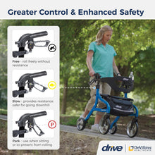 Load image into Gallery viewer, Drive Medical Nitro Sprint Foldable Rollator Walker with Seat - Lightweight Support - Large Wheels - Compact Folding Design - Adjustable Comfort - Standard Size - Blue