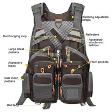 Load image into Gallery viewer, Gonex Fly Fishing Vest for Men Women, Trout, Adjustable Size, 18 Pockets
