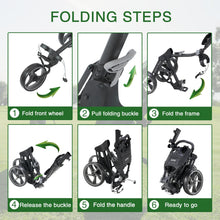 Load image into Gallery viewer, KVV 3 Wheel Foldable/Collapsible Golf Push Cart Ultra Lightweight Smallest Folding Size, New-Version Scorecard Holder Umbrella Holder Included