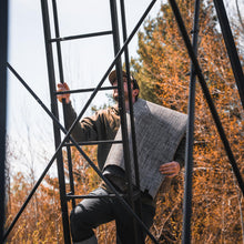 Load image into Gallery viewer, Rivers Edge® Landmark™ 550 Shooting House, 6' x 4.5' Interior Space, 8’ Tower, Adjustable Shooing Windows, Quiet Hinged Door, Marine-Grade Reinforced Synthetic Tarpaulin, Steel Frame, LM550C