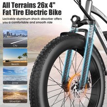 Load image into Gallery viewer, Electric Bike for Adults, Peak 1000W Ebike, 25MPH 60Miles Electric Mountain Bike, 26" Fat Tire Adult Electric Bicycle with 48V 13AH Battery