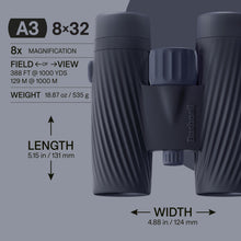 Load image into Gallery viewer, Bushnell A3 8x32 Binoculars Sky Captain Blue