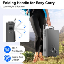 Load image into Gallery viewer, Outdoor Tankless Propane Water Heater 1.58GPM 6L Portable Gas Water Heater with Handle & Overheating Protection, Instant Hot Water for Camping RV Cabin Boat Barn - Black