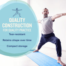 Load image into Gallery viewer, NewMe Fitness Yoga Mat for Women and Men - Large, 5mm Thick, 68 Inch Long, Non Slip Exercise Mats w/ 70 Printed Yoga Poses for Pilates, Workout and Stretching - Home and Gym Essentials - Blue