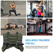 Load image into Gallery viewer, ZELUS Weighted Vest, 6lb/8lb/12lb/16lb/20lb/25lb/30lb Weight Vest with Reflective Stripe for Workout, Strength Training, Running, Fitness, Muscle Building, Weight Loss, Weightlifting, Green(12lb)