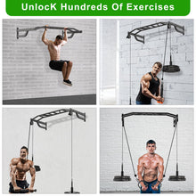 Load image into Gallery viewer, SELEWARE 48" Wall Mount Pull Up Bar with Cable Pulley System - Black