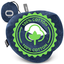 Load image into Gallery viewer, BCOZZY Organic Cotton Double Support Neck Pillow for Travel - 3 Ergonomic Positions for Head, Neck, and Chin Comfort - Ideal for Sleeping Upright on Flights, Cars, and at Home – Large, Navy