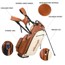 Load image into Gallery viewer, wosofe 14-Way Golf Stand Bag, Waterproof PU Leather, Redbrown Heritage