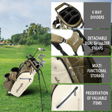 Load image into Gallery viewer, wosofe 6-Way Golf Stand Bag, Waterproof PU Leather, Olive Green Vintage