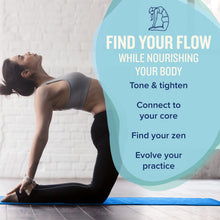 Load image into Gallery viewer, NewMe Fitness Yoga Mat for Women and Men - Large, 5mm Thick, 68 Inch Long, Non Slip Exercise Mats w/ 70 Printed Yoga Poses for Pilates, Workout and Stretching - Home and Gym Essentials - Blue