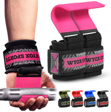 Load image into Gallery viewer, WYOX Weight Lifting Hooks for Deadlift, Pull Ups & Rows β Pink