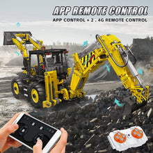 Load image into Gallery viewer, Excavator and Bulldozer 2 in 1, RC Bulldozer Building Set for Boys, APP Remote Control Truck Construction Vehicles Model with Motors
