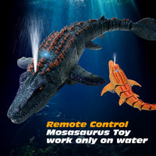 Load image into Gallery viewer, Remote Control Dinosaur Toys for Kids 3 4 5 6 7, Mosasaurus Diving Toys RC Boat with Light and Spray Water for Swimming