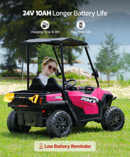 Load image into Gallery viewer, 24V Ride on Toy for Big Kid,Ride on Car 2 Seater w/Sun Shade,Dump Bed & Shovel,4.5MPH,4WD Electric Car, Pink