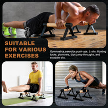 Load image into Gallery viewer, EVERYMATE Wood Push Up Bars Parallettes Bars with Rubber Feet, Anti-slip Handstand Bars for Calisthenics, Equipment for Home, Push Up Handles for Floor, Handstand Push Up Handles, Support 600 LB