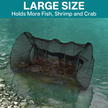 Load image into Gallery viewer, DTUQXY Large 4 Sets Professional Collapsible Crab Trap for Blue Crabs, Minnow Fish Trap with Double-Layer Mesh, Foldable Design for Saltwater & Freshwater Fishing, Easy Storage & Carry