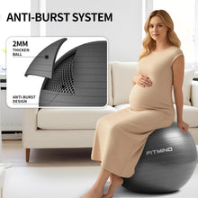 Load image into Gallery viewer, FITMIND_ Extra Thick Exercise Ball Yoga Ball 22in/26in/30in for Workout Pregnancy Stability- black