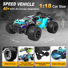 Load image into Gallery viewer, 1:18 Scale All-Terrain RC Car for Adults - 40+KM/H High Speed 4WD Off-Road Remote Control Truck with 2 Rechargeable Batteries