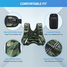 Load image into Gallery viewer, ZELUS Weighted Vest, 6lb/8lb/12lb/16lb/20lb/25lb/30lb Weight Vest for Men Women with Storage Pocket & Reflective Strips for Workout Strength Training Running Muscle Building, Forest Green Camo (12 lb)