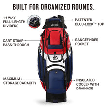 Load image into Gallery viewer, ASK ECHO T-Lock Golf Cart Bag, Quiet 14-Way Full-Length Divider (Navy Blue)