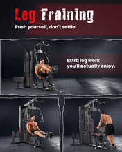 Load image into Gallery viewer, Sportsroyals Home Gym, Multifunctional Workout Station with 150LBS Weight Stack, Full Body Workout Machine with Pulley System for Strength Training (Black red)