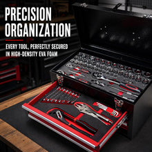 Load image into Gallery viewer, 439 Pieces Mechanic Tool Set with 3-Drawer Metal Tool Box, Complete Socket Wrench Screwdriver Pliers Kit, Heavy Duty Steel Storage Chest for Auto Repair, Household and Garage DIY Projects