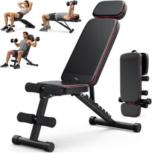 Load image into Gallery viewer, XDDIAS Workout Bench, 10 Backrests Adjustable Weight Bench with Extended Headrest, 800LBS Foldable Weight Bench for Home Gym, Incline Decline Flat Bench Compact for Small Space Training, Black