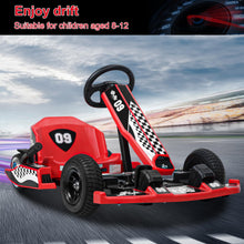 Load image into Gallery viewer, Go Kart for Kids, 36V Electric Go Kart, 16 MPH Fast Drift Kart with 350W Motor, Adjustable Kart Body Length (Red)