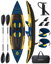 Load image into Gallery viewer, Starcity Kayak Inflatable Tandem Wide Stable Touring Fishing Design 600 Pound Capacity 12" 2"*36"*13" for Lake River Recreational Paddling Families Beginners W/Adjustable Seat Storage Compartment