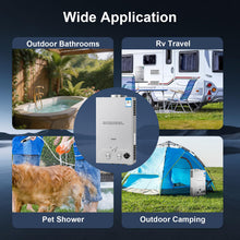 Load image into Gallery viewer, PEIXU Portable Propane Water Heater 18L – Outdoor Camping Shower with Digital Display, Tankless Instant Heating for RV, Cabin, Hunting, Off-Grid Use