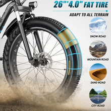 Load image into Gallery viewer, Electric Bike 26" x 4.0 Fat Tire Electric Bicycle, Peak 1000W Electric Mountain Bike, 48V 13AH Lithium-Ion Battery, 25MPH, Up to 60 Miles