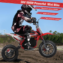 Load image into Gallery viewer, Electric Dirt Bike for Adults,36V 500W Kids Electric Motocross Bike, Off Road Mini Motorcycle, Electric Pocket Motorbike with 36V 500W Motor, Red/Black
