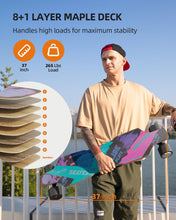 Load image into Gallery viewer, Electric Skateboard with 450W*2 Motor & RGB LED, 37" Longboard with Remote Control, 4 Modes Max 16Mph, 9 Layers Deck, Electric Skateboards