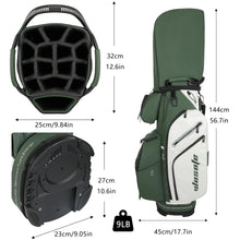 Load image into Gallery viewer, wosofe 14-Way Golf Cart Bag, Waterproof PU Leather, Green/White Trendy