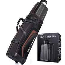 Load image into Gallery viewer, GEAVOUED Golf Travel Bag with Hard Case Top and Wheels,Premium Oxford Fabric,Golf Travel Bags for Airlines,Protect Your Club for Safe Transport(Brown)