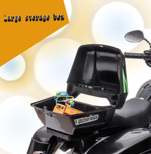 Load image into Gallery viewer, Kids Motorcycle,Ride on Motorcycle, Motorbike for Kids with Key Start /3 Wheels Headlight/Storage Box/Two Motor/Two seat (Black)