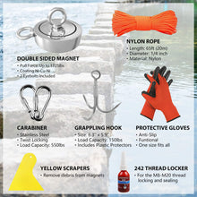 Load image into Gallery viewer, FINDMAG 1725 LBS Fishing Magnet Kit, 3.7 Inch Neodymium Fishing Magnet