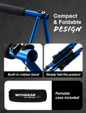 Load image into Gallery viewer, WITHGEAR Folding Push Up Bar Hawk Blue | Portable Outdoor Bar & Home Workout Equipment | Duralumin Metal Dip Bar & Pushup Handles | Dip Bars for Strength Training | Lightweight Metal Bar