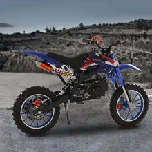 Load image into Gallery viewer, Mini Kids Dirt Bike, Pocket Rocket Mini Motorbike with Suspensions, Off-Road Mini Motorcycle Pit Bike, Disc Brakes, Blue