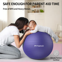 Load image into Gallery viewer, FITMIND_ Extra Thick Exercise Ball Yoga Ball 22in/26in/30in for Workout Pregnancy Stability-Purple