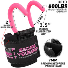 Load image into Gallery viewer, Weight Lifting Hooks with Wrist Wraps, Deadlifts & Pull-Ups (Set of 2) - Pink