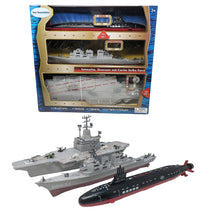 Load image into Gallery viewer, Toy Aircraft Carrier Submarine and Battleship Destroyer Combo with 8 Mini Fighter Jets