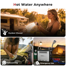 Load image into Gallery viewer, CAMPLUX Nano 3 Portable Propane Water Heater, Outdoor Camping Shower with Pump Kit, 2‑D Battery Powered, Lightweight & Portable, Built-in Safety for Hiking, RV, Overlanding