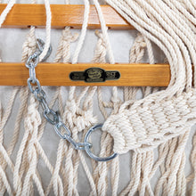 Load image into Gallery viewer, Original Pawleys Island Large Oatmeal DuraCord Rope Hammock – 13 ft. x 55 in., 2-Person, 450 lb Capacity, Oak Spreader Bar, Zinc-Plated Hardware, Handcrafted in the USA