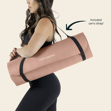 Load image into Gallery viewer, Retrospec Solana Yoga Mat 1" Thick w/Nylon Strap for Men & Women - Non Slip Exercise Mat for Home Yoga, Pilates, Stretching, Floor & Fitness Workouts - Rose