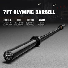 Load image into Gallery viewer, RitFit Elite 7ft Olympic Barbell, Robust 45lb Barbell for Weightlifting and Powerlifting, Superior Olympic Bar with Exceptional 500lbs Load Capacity, Weight Bar for 2” Standard Plates Black