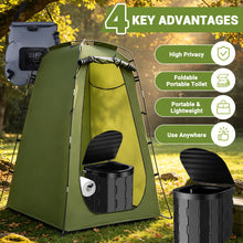Load image into Gallery viewer, MILBOPA Portable Camping Shower, Pop Up Privacy Tent Kit and Foldable Toilet, Shower Pump, Gallons Bucket, Outdoor Shower for Hiking, Travel, Car