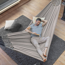 Load image into Gallery viewer, LA SIESTA® Flora Classic Cotton Hammock & TreeMount, Hammock & Tree Straps for Beams Posts - Indoor Outdoor Hammock, Extra Large Patio Hammock Bed Portable Hammock, 2 Person Hammock - King, Zebra